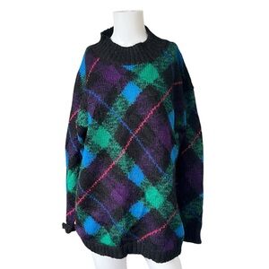 Vintage Rosanna Sweater Pullover Argyle Mohair Blend Womens Size Large
